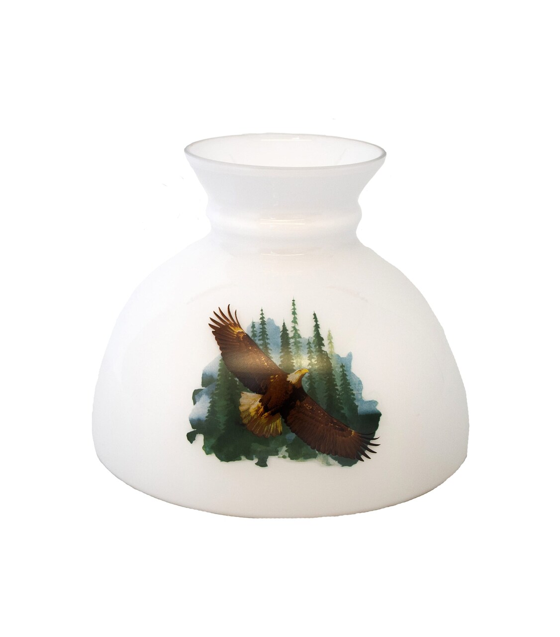 Aladdin Oil Lamp Glass Shade Fits 10 in Shade Ring Base, Diffuses, Softens and Disperses Light, White with Soaring Eagle